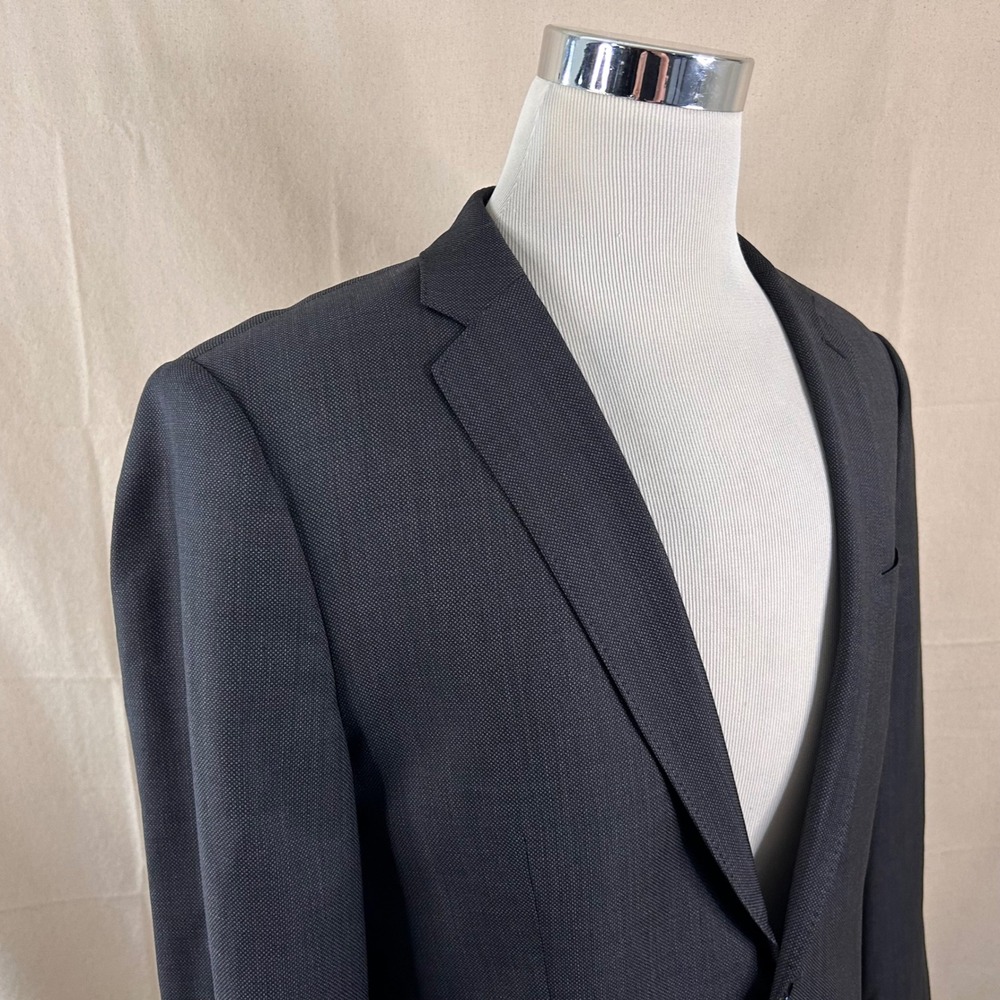 Express 42R Producer Sport Coat Wool Blend Charcoal Textured Two Button Vented